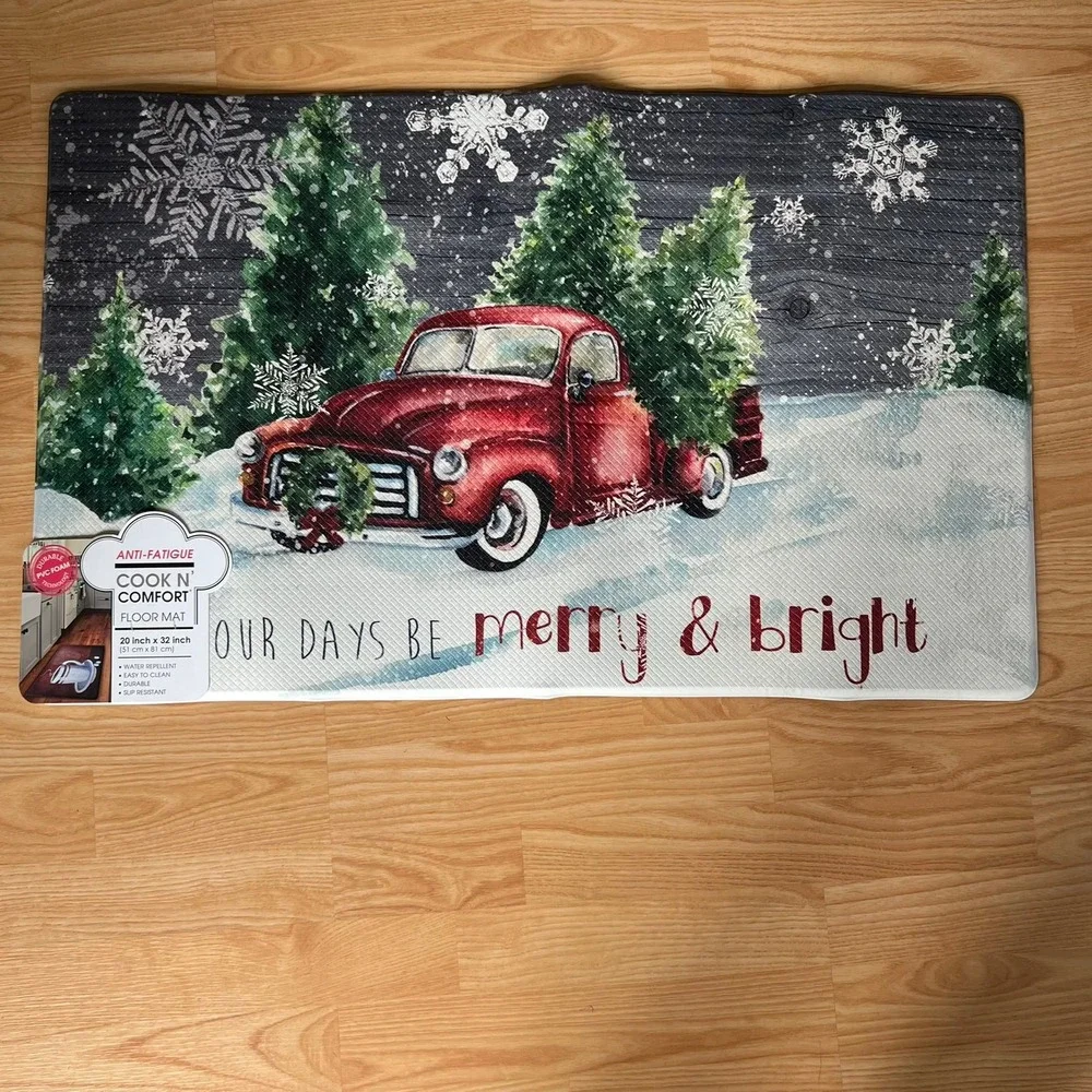 Home Dynamix Cook N Comfort Floor Mat 20x32 Red New Christmas Truck HCC02